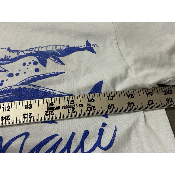 Vintage Maui Whale‎ Print Graphic T-Shirt - Men's Medium - Light Blue Hawaii - Picture 7 of 7